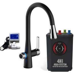 AquaNuTech 4N1 Aqua-System Contemporary Faucet with Hot Water Dispenser and Leak Detector New - 4N1CAS-CH