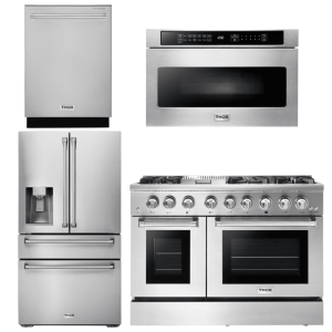 Thor Kitchen 48" Gas Burner Range, Electric Oven, Fridge with Water & Ice, Dishwasher, Microwave Drawer - AP-HRD4803U-12