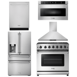 Thor Kitchen 36" Appliance Package, Natural Gas Range, Hood, Microwave, Refrigerator, Dishwasher - AP-LRG3601U-13