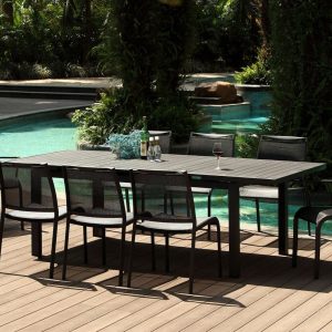 Whiteline Mods -    Black Alum Outdoor Extendable Dining Table DT1567 - DT1567-GRY